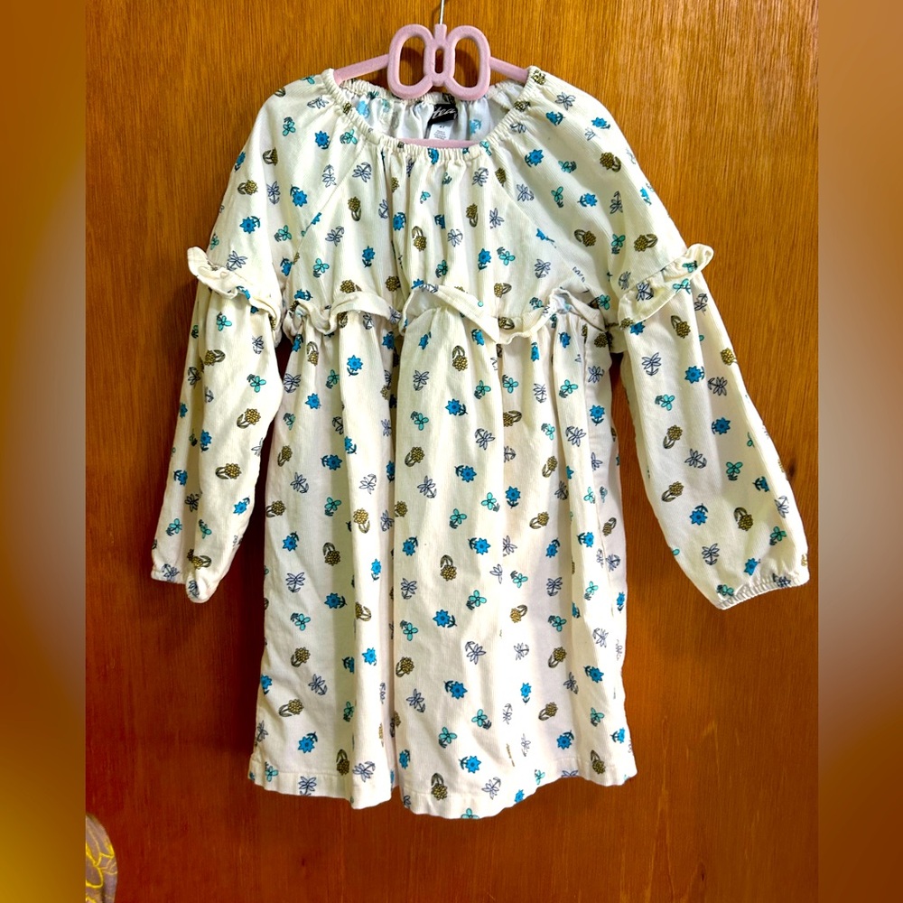 Tea collection flower dress light corduroy fabric size 4